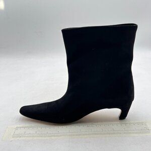 Black Women Low Heel Ankle Boots Square Toe Ladies Winter Party Casual Booties